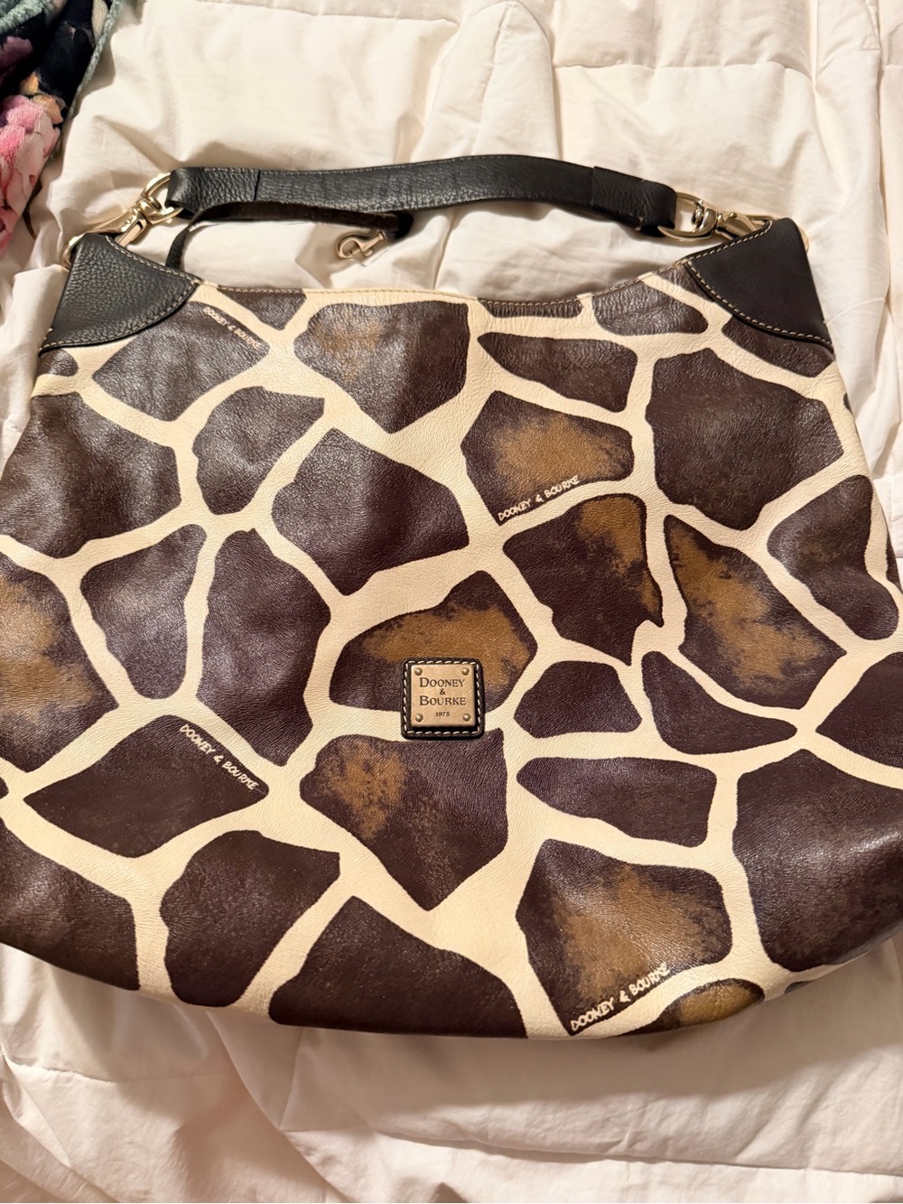Dooney & Bourke Brown and Cream Giraffe-Print Shoulder Bag